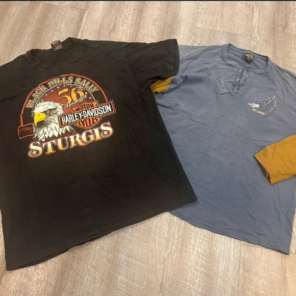 Vintage Harley Davidson Bundle of 2 Single Stitch 90s Shirts - Picture 1 of 12